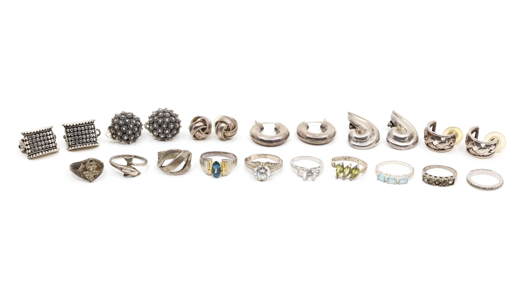 STERLING SILVER EARRINGS & RINGS