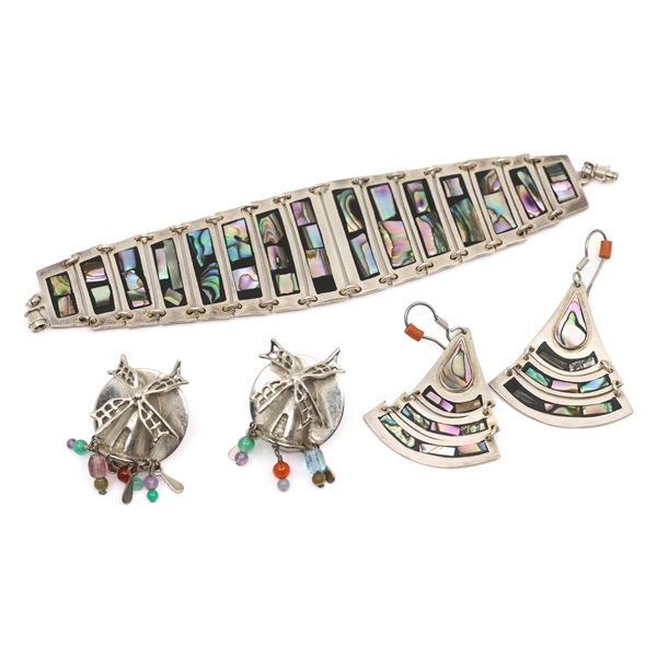 STERLING SILVER EARRINGS & BRACELET
