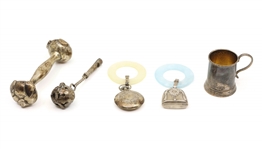STERLING SILVER RATTLES & MUG