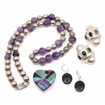 STERLING SILVER TAXCO EARRINGS, PENDANT & NECKLACE