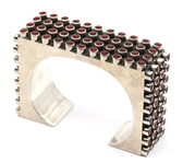 TAXCO STERLING SILVER CARNELIAN GEOMETRIC CUFF BRACELET