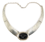 STERLING SILVER DELBERT DELGARITO SIGNED ONYX NECKLACE