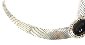 STERLING SILVER DELBERT DELGARITO SIGNED ONYX NECKLACE