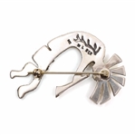 STERLING SILVER & 14K GOLD M. LITTLE ELK TURQUOISE PIN