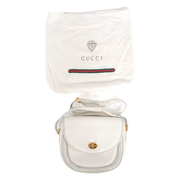 GUCCI WHITE MONOGRAMMED CROSSBODY PURSE