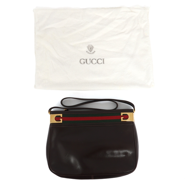 GUCCI BROWN SHERRY LINE SHOULDER BAG