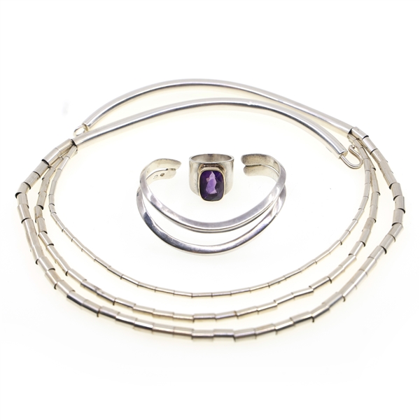 STERLING SILVER COSTIN LAZAR NECKLACE, RING, & BRACELET
