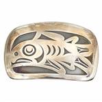 STERLING SILVER MAG HAIDA-STYLE SALMON BELT BUCKLE