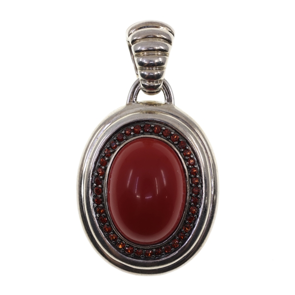 STERLING SILVER JOHN HARDY CORAL & GARNET PENDANT