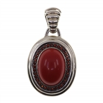 STERLING SILVER JOHN HARDY CORAL & GARNET PENDANT