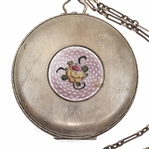 STERLING SILVER GUILLOCHE ENAMEL COMPACT
