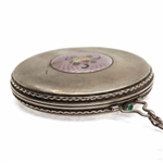 STERLING SILVER GUILLOCHE ENAMEL COMPACT