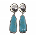STERLING SILVER RUNNING BEAR TURQUOISE EARRINGS