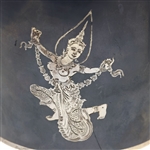 STERLING SILVER ALEX & CO SIAM BLACK ENAMEL TEA CADDY 