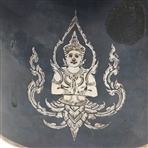 STERLING SILVER ALEX & CO SIAM BLACK ENAMEL TEA CADDY 