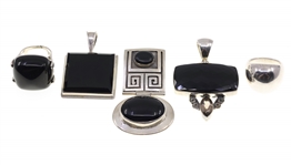 STERLING SILVER BLACK ONYX PENDANTS & RINGS