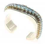 TAXCO STERLING SILVER BLUE TOPAZ CUFF BRACELET