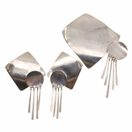 TAXCO STERLING SILVER ABSTRACT EARRINGS & BROOCH SET