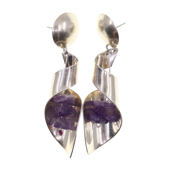 TAXCO STERLING SILVER AMETHYST EARRINGS