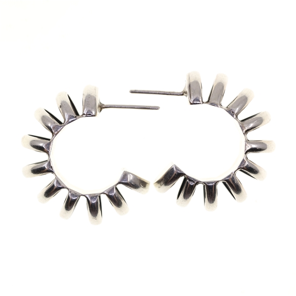 TAXCO STERLING SILVER ABSTRACT HOOP EARRINGS