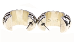 TAXCO STERLING SILVER ABSTRACT HOOP EARRINGS