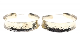 STERLING SILVER HAMMERED HOOP EARRINGS