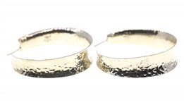 STERLING SILVER HAMMERED HOOP EARRINGS