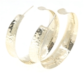 STERLING SILVER HAMMERED HOOP EARRINGS
