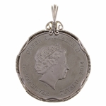 2014 TUVALU 1OZ SILVER $1 COMMEMORATIVE COIN IN BEZEL