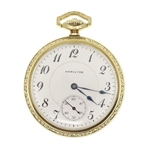 MENS HAMILTON 14K GOLD 992 RAILROAD GRADE POCKET WATCH