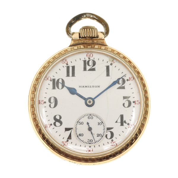 MENS HAMILTON GOLD-FILLED CASE POCKET WATCH 