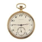 MENS HAMILTON 14K GOLD CASE POCKET WATCH