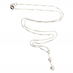 14K WHITE GOLD 0.64 CTW 3-STONE DIAMOND PENDANT & CHAIN