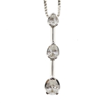 14K WHITE GOLD 0.64 CTW 3-STONE DIAMOND PENDANT & CHAIN