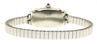 LADIES BENRUS 14K WHITE GOLD CASE MECHANICAL WRISTWATCH