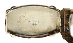 LADIES BENRUS 14K WHITE GOLD CASE MECHANICAL WRISTWATCH