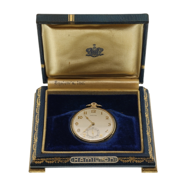 MENS HAMILTON 14K GOLD POCKET WATCH