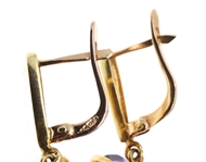 18K YELLOW GOLD OVAL CUT AMETHYST DROP EARRINGS 