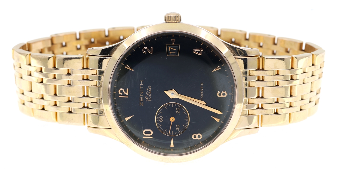 MENS ZENITH ELITE AUTOMATIC 18K GOLD WRISTWATCH