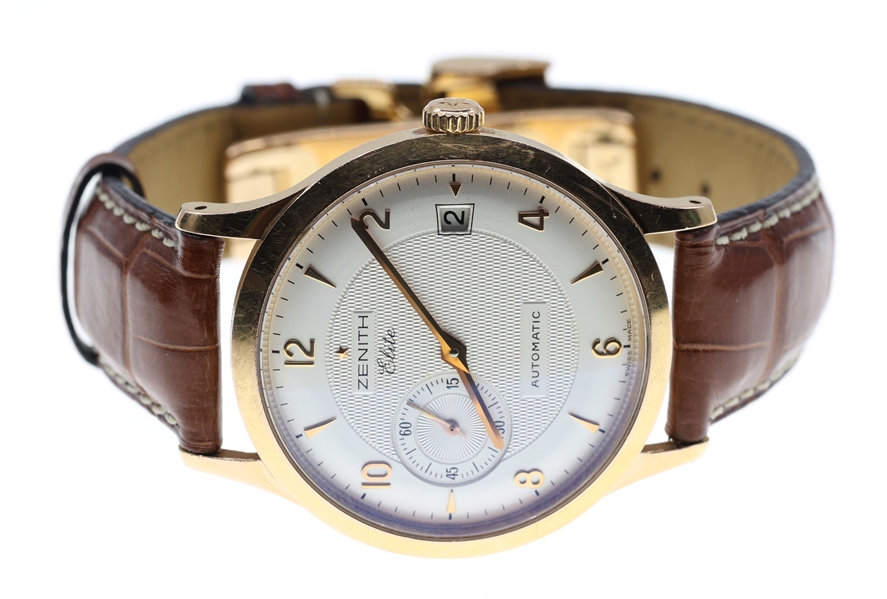 MENS ZENITH ELITE 18K GOLD CASE AUTOMATIC WRISTWATCH