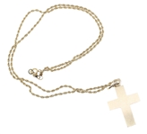 14K YELLOW GOLD CROSS PENDANT WITH ROPE CHAIN