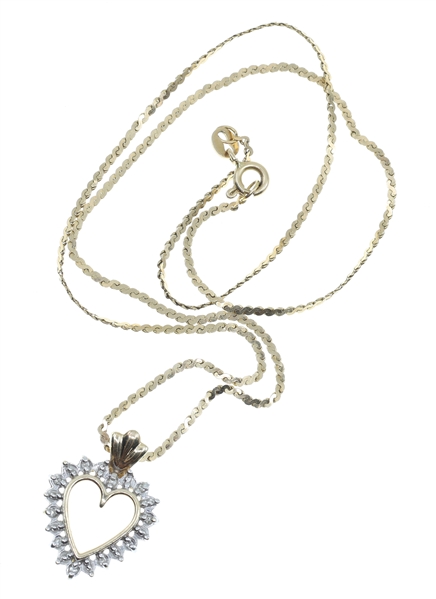 10K GOLD HEART DIAMOND PENDANT WITH 14K GOLD CHAIN