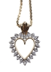 10K GOLD HEART DIAMOND PENDANT WITH 14K GOLD CHAIN