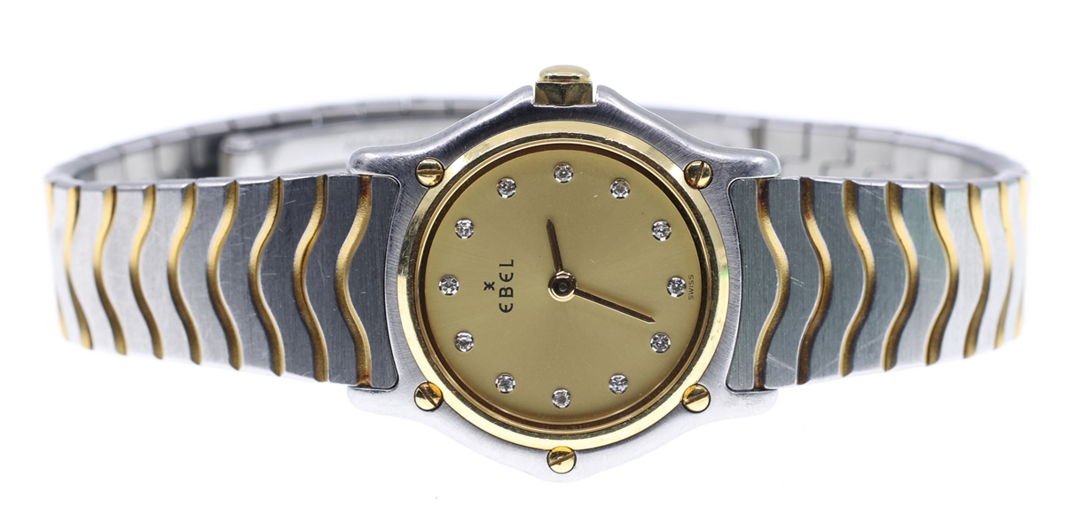 LADIES EBEL SPORT STAINLESS STEEL & 18K GOLD WRISTWATCH