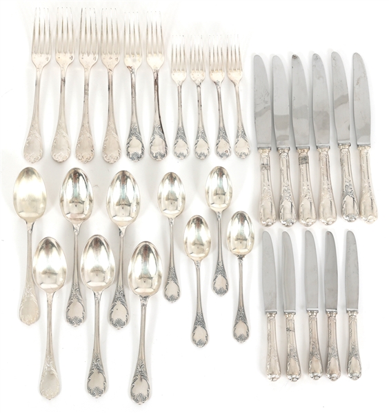 CHRISTOFLE FRANCE MARLY PATTERN SILVERPLATE FLATWARE