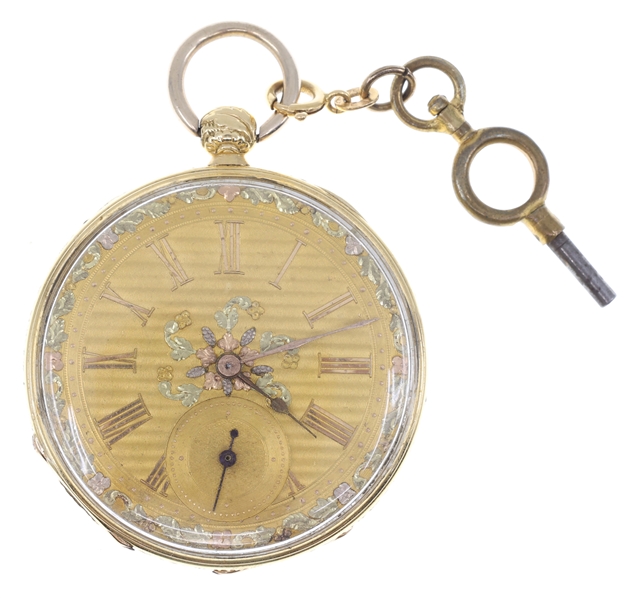FRENCH TRI-COLOR GOLD-FILLED CASE KEY-WIND POCKET WATCH