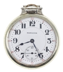 MENS HAMILTON WHITE GOLD-FILLED CASE POCKET WATCH