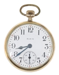 MENS ELGIN GOLD-FILLED CASE FATHER TIME POCKET WATCH