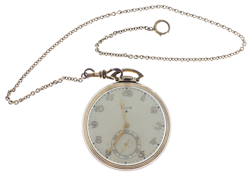ELGIN GOLD-FILLED POCKET WATCH WITH WATCH FOB 