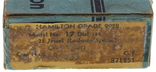 HAMILTON GRADE 992B POCKET WATCH W/ ORIGINAL BOX & CASE
